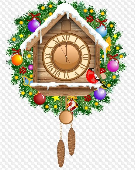 Сказочные новогодние часы на прозрачном фоне (43 фото)