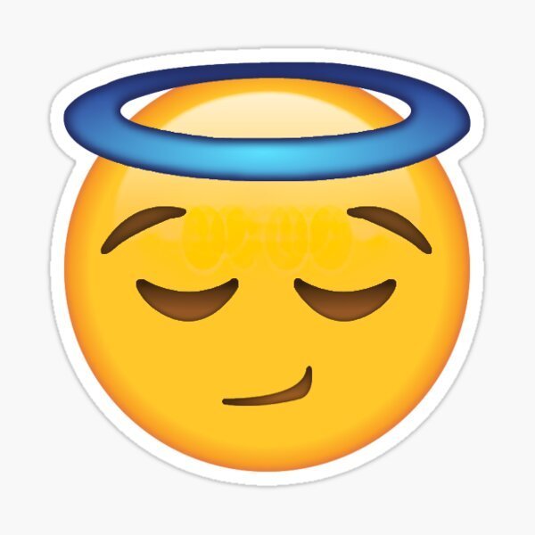 Смайлик с нимбом на голове