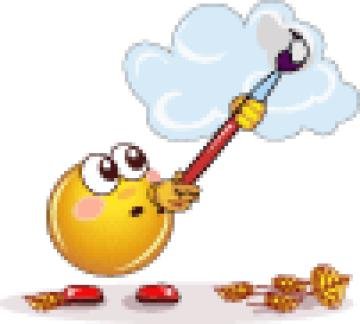 Смайлик с кисточками и красками