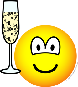 Смайлик с бокалом шампанского