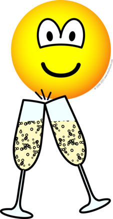 Смайлик с бокалом шампанского