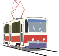 Трамвай для детей на прозрачном фоне (40 фото)