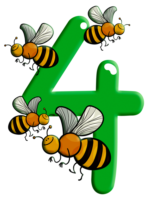 Красиво число 4. Цифры с пчелками. Цифра 4 для детей. Цифры с пчелками для оформления. Цифра 4 красивая детская.