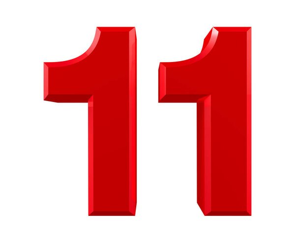 Цифра 11 красным цветом