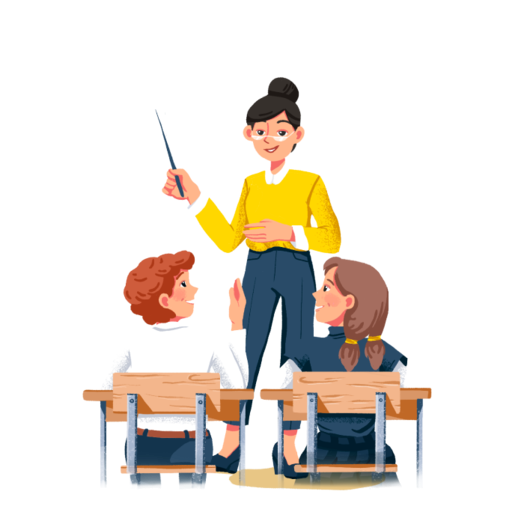 Учитель и ученик на прозрачном фоне