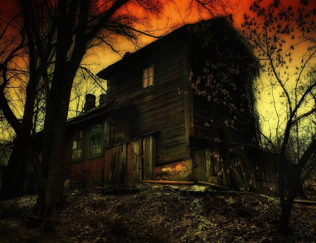 Ужасы про деревню. Жуткий дом в лесу. Страшный дом. Заброшенные дома. Страшное здание.