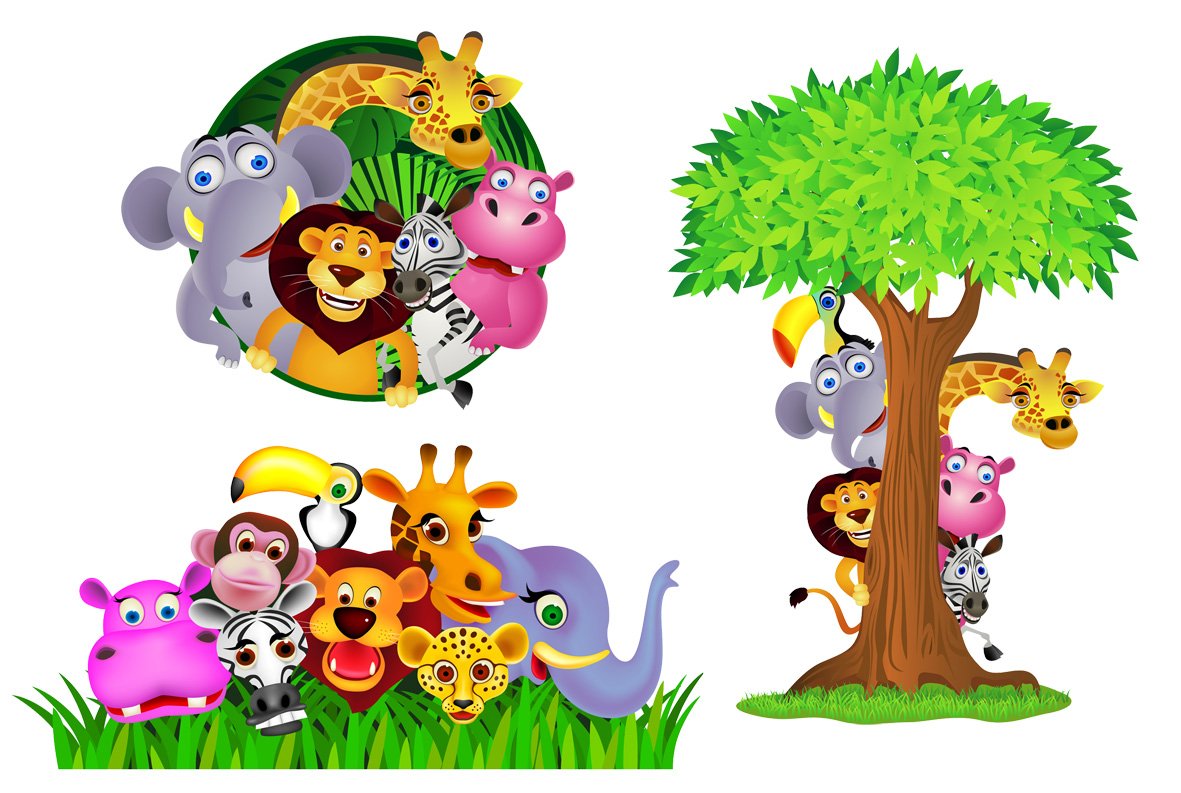 Детский сад для зверей. Обитатели джунглей для детей. Мультяшные животные. Мультяшные животные для детей. Животные клипарт для детей.