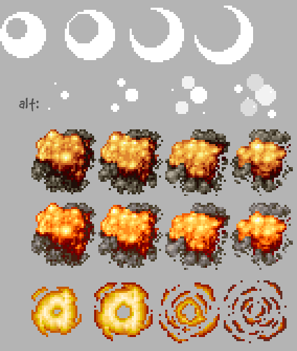 Спрайты взрыва пиксельные