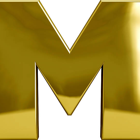 Буква м на золотом фоне