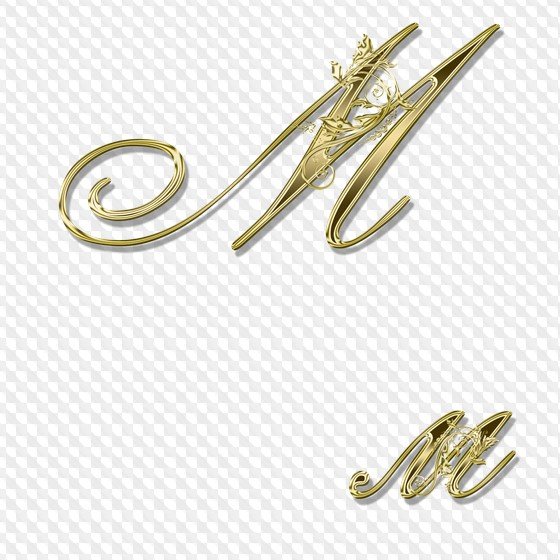 Золотые буквы алфавита на прозрачном фоне