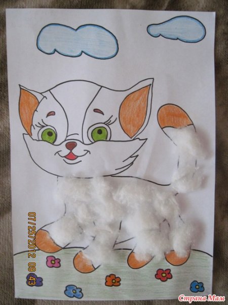 Кошка аппликация для детей