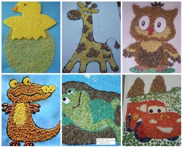 Аппликация из разных материалов