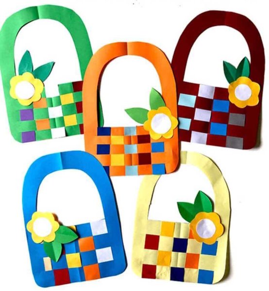 Аппликация корзина с цветами