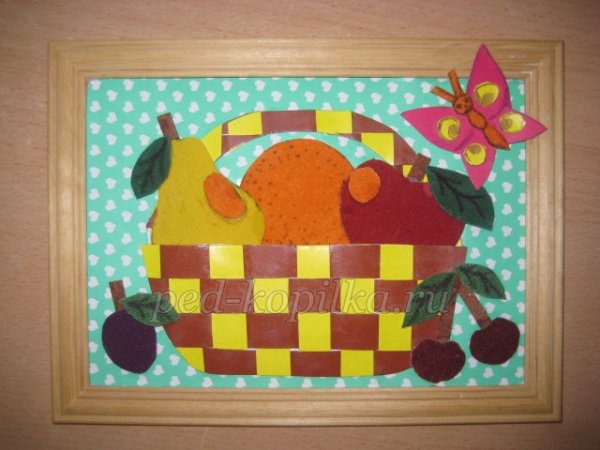 Аппликация корзинка с фруктами
