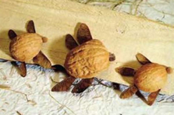 Рыбка из грецкого ореха и пластилина