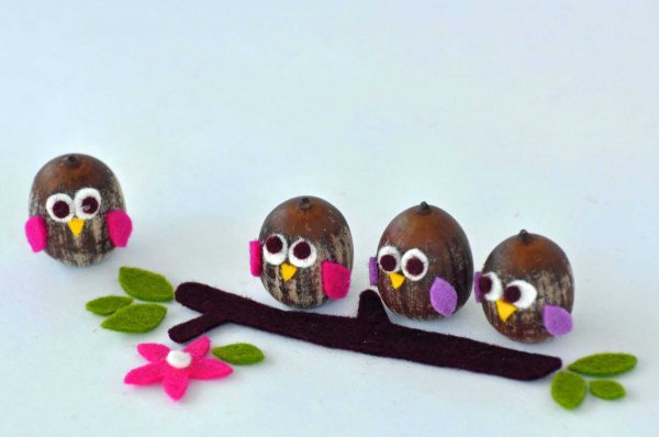 Поделки Совята из каштана