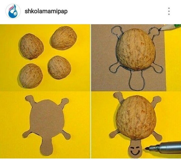 Поделка черепаха из грецкого ореха