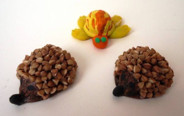 Из скорлупы грецкого ореха и пластилина