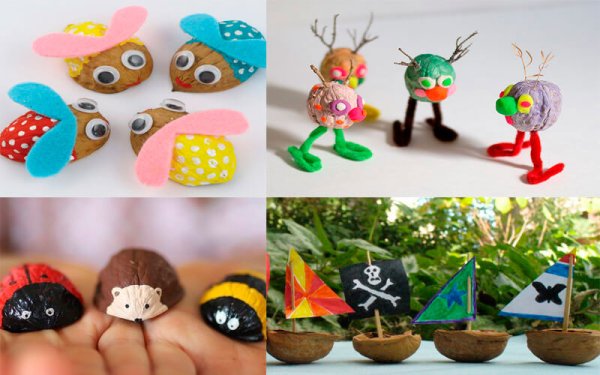 Насекомые из скорлупы грецкого ореха