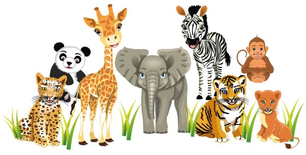 Животные джунглей на прозрачном фоне