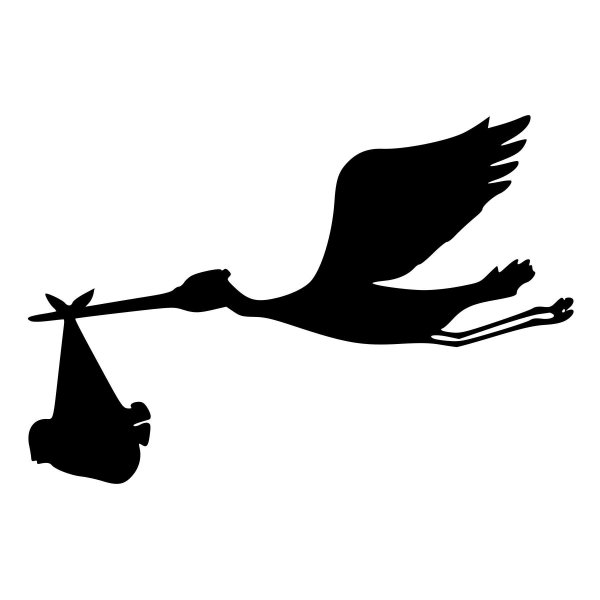 Трафарет аиста с ребенком