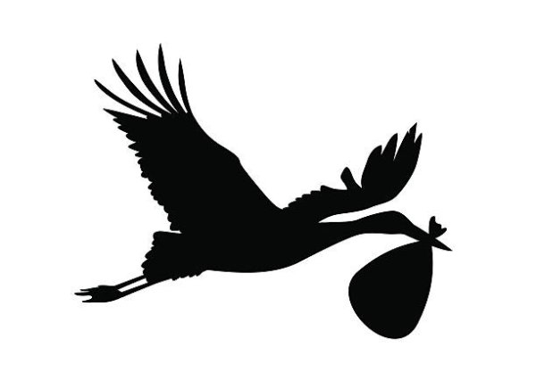 Силуэт аиста с ребенком