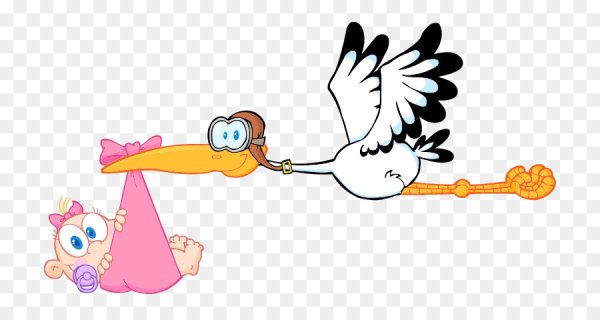 Аист с ребенком девочкой