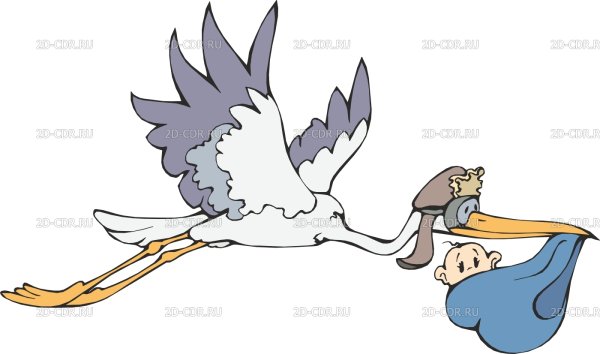 Аист с ребенком анимация