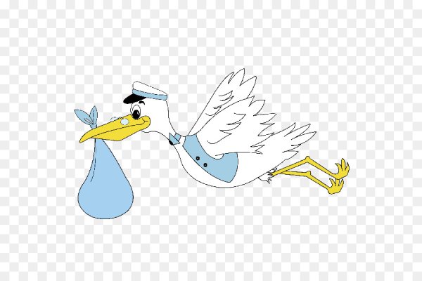 Аист несет ребенка