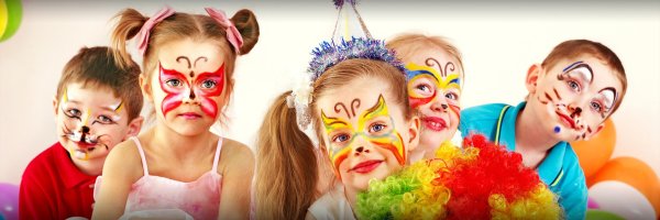 Дети с аквагримом Веселые