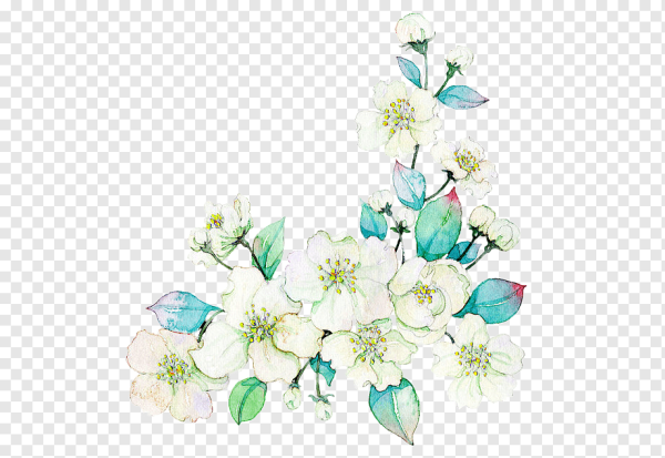 Бирюзовые Акварельные цветы