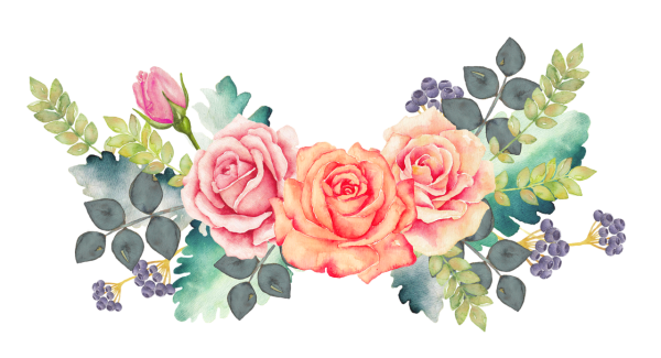 Цветочные бордюры на прозрачном фоне