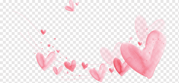 Светло розовое сердце акварелью