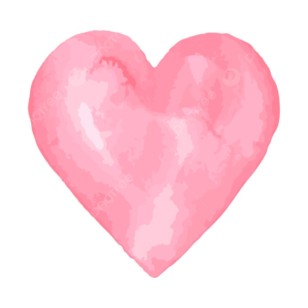 Сердечко розовое акварель