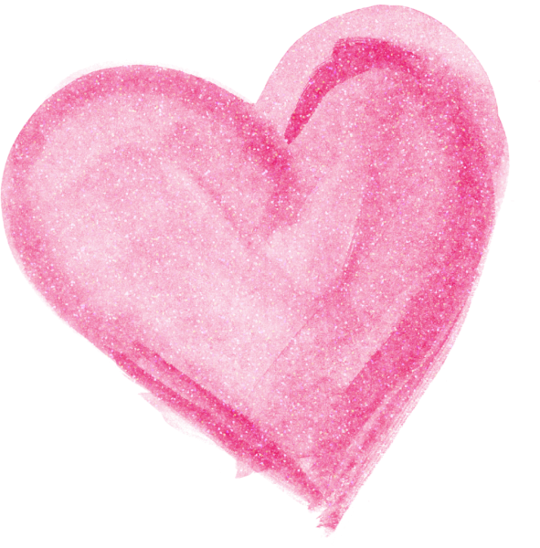 Розовое сердце акварель