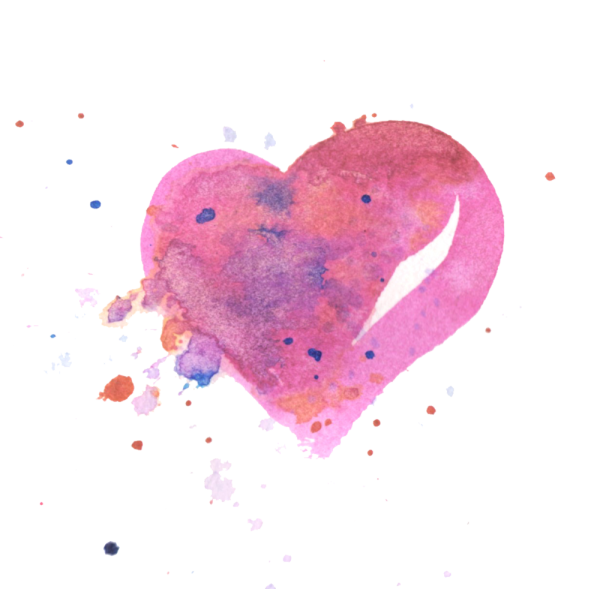Розовое сердце акварель
