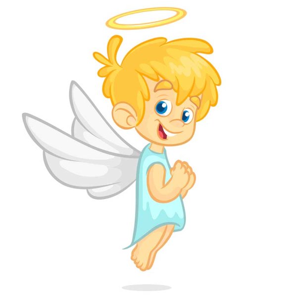 Ангел с крыльями и нимбом