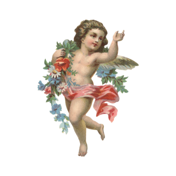 Винтажные ангелы на прозрачном фоне