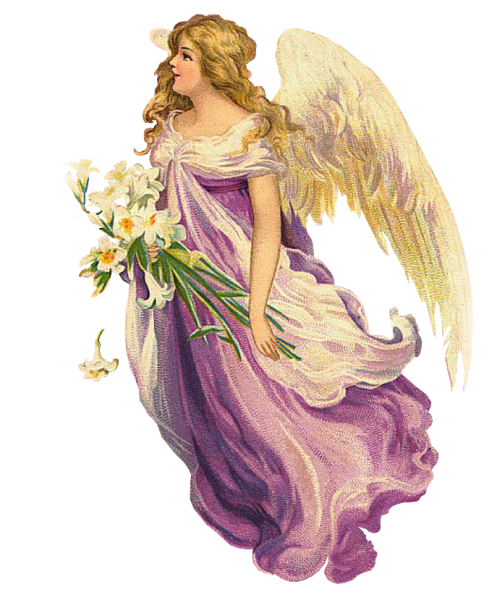 Ангел с цветами зарисовка