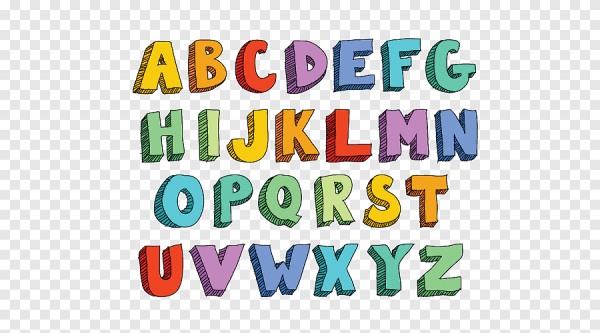 Английский алфавит на прозрачном фоне