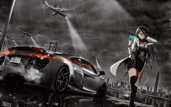 Аниме девушки и машины