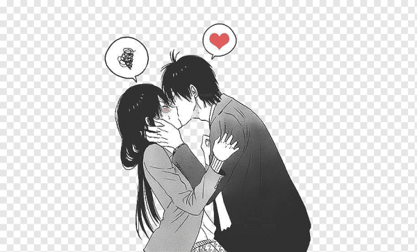 Аниме поцелуй чб