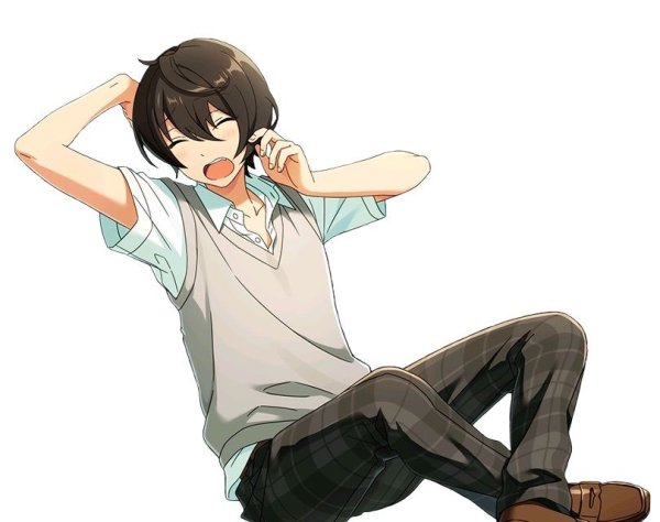 Аниме мальчик сидит