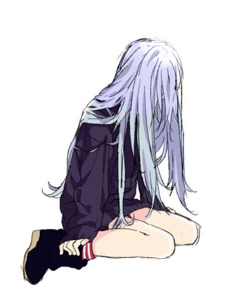 Аниме плачет сидит