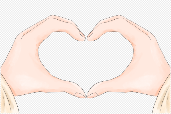 Руки сердечком на прозрачном фоне