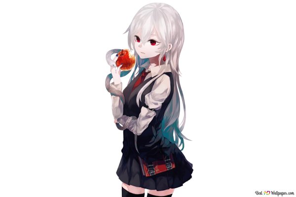 Аниме девушка с яблоком