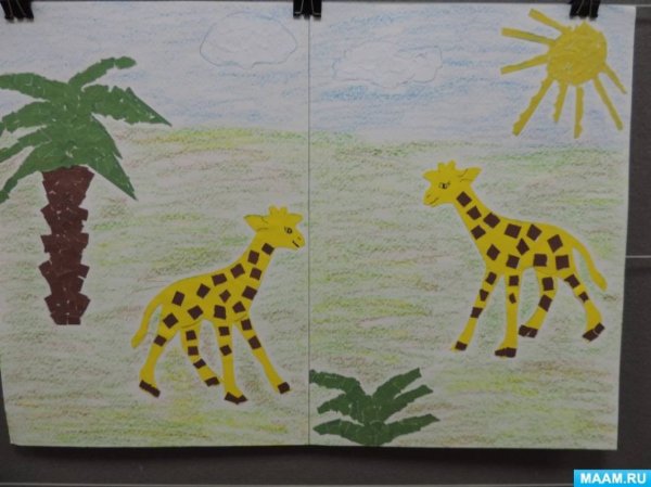 Рисование мл.гр. животные жарких стран