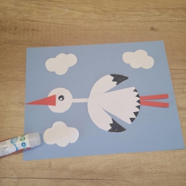 Аппликация из цветной бумаги Аист