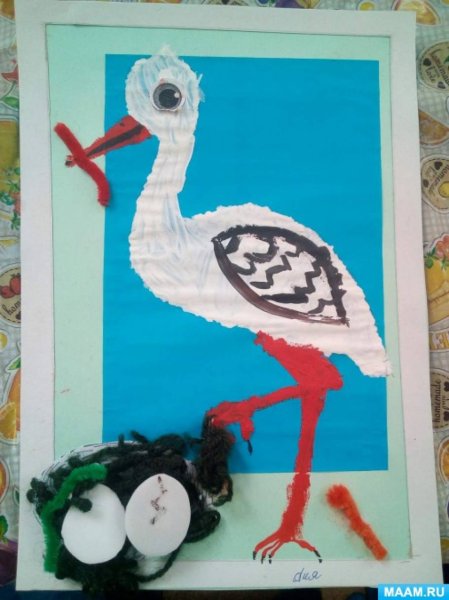 Аппликация Аист в старшей группе