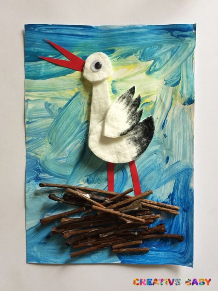 Аист из природного материала